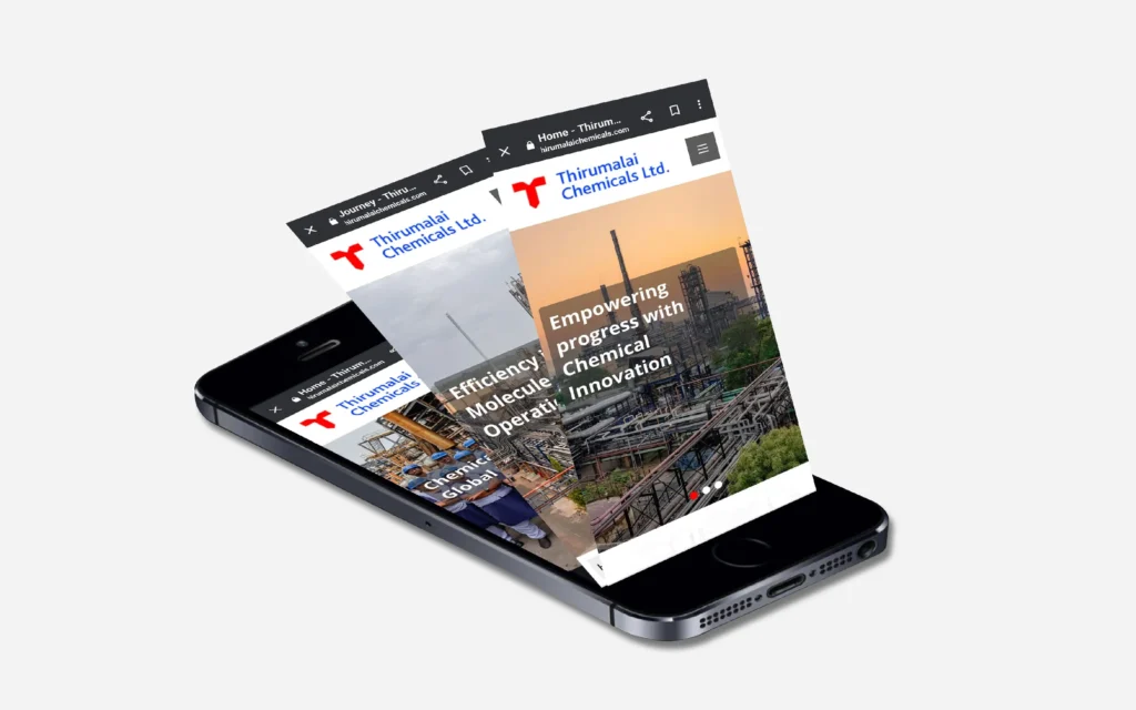 Corporate website design for chemical manufacturing company with responsive layout