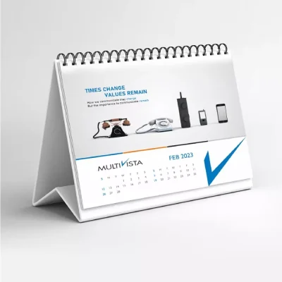 Corporate desk calendar design showcasing product branding by advertising agency in Chennai